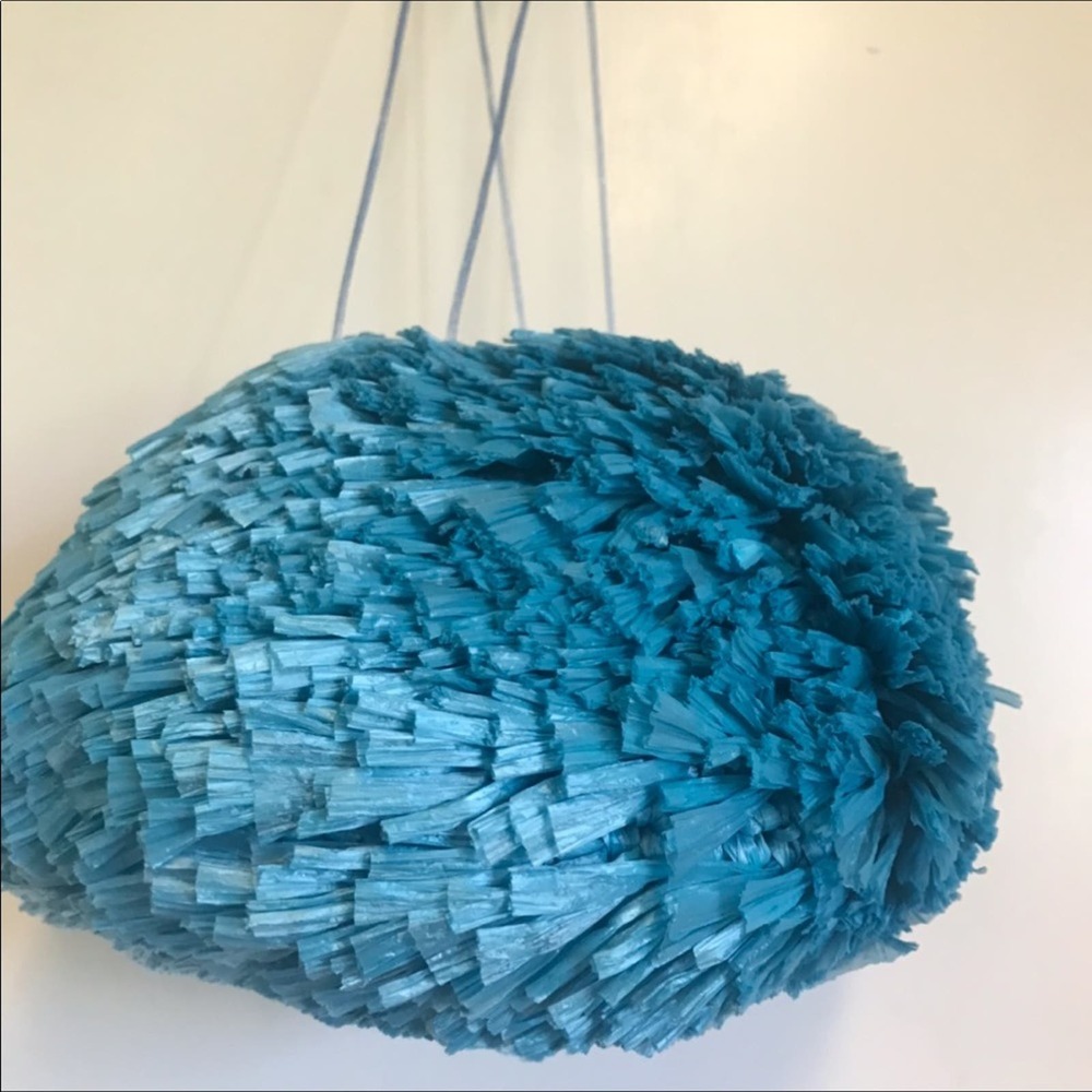Carolina Santo Domingo Uni Raffia Ocean Blue Purse - Picture 2 of 8